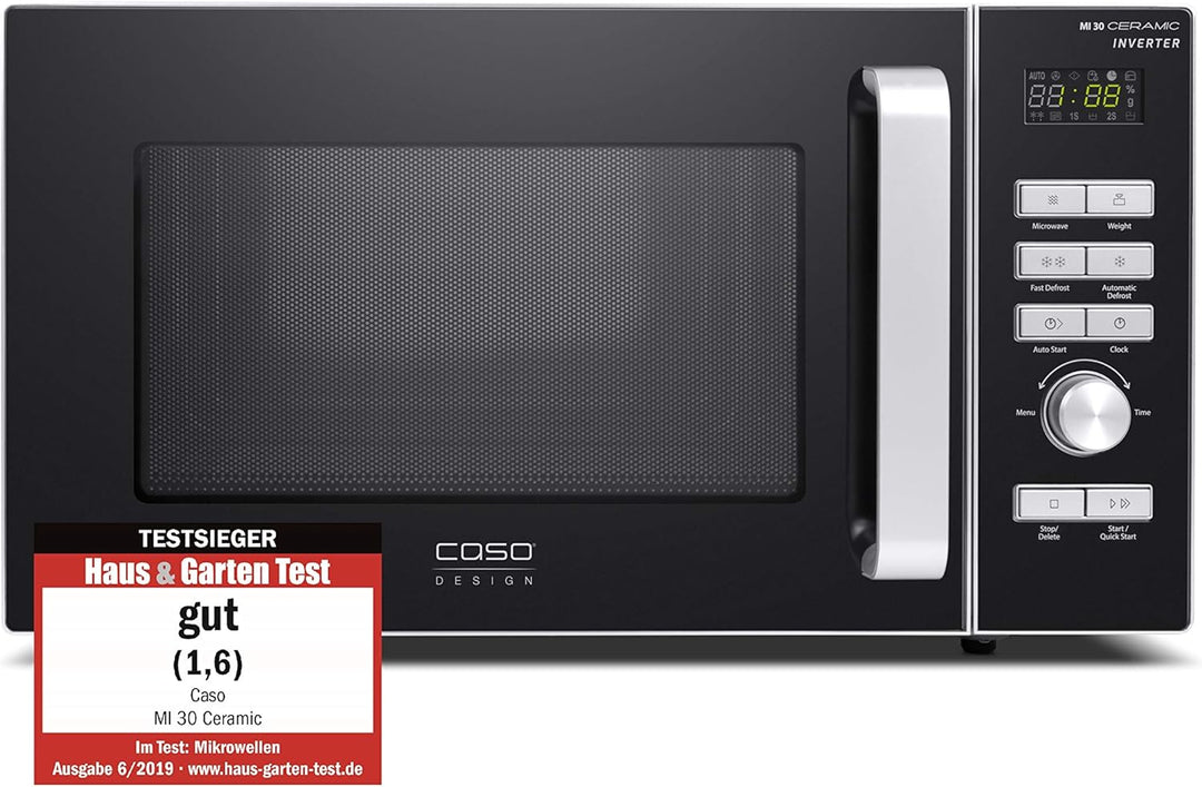 CASO | MI 30 Ceramic Mikrowelle | Inverter-Technologie, Keramikboden für mehr Platz, 1000 Watt, 30 L