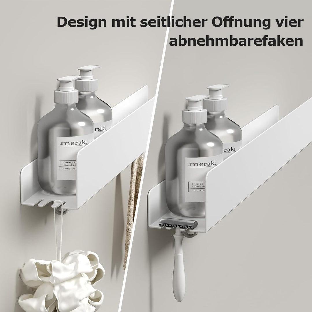 REKITA Duschablage ohne Bohren, Badezimmer Organizer 60 cm, Duschablage Edelstahl mit 5 Abnehmbaren
