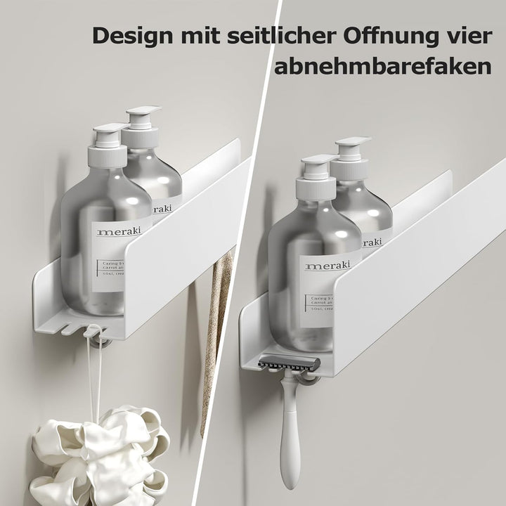 REKITA Duschablage ohne Bohren, Badezimmer Organizer 60 cm, Duschablage Edelstahl mit 5 Abnehmbaren