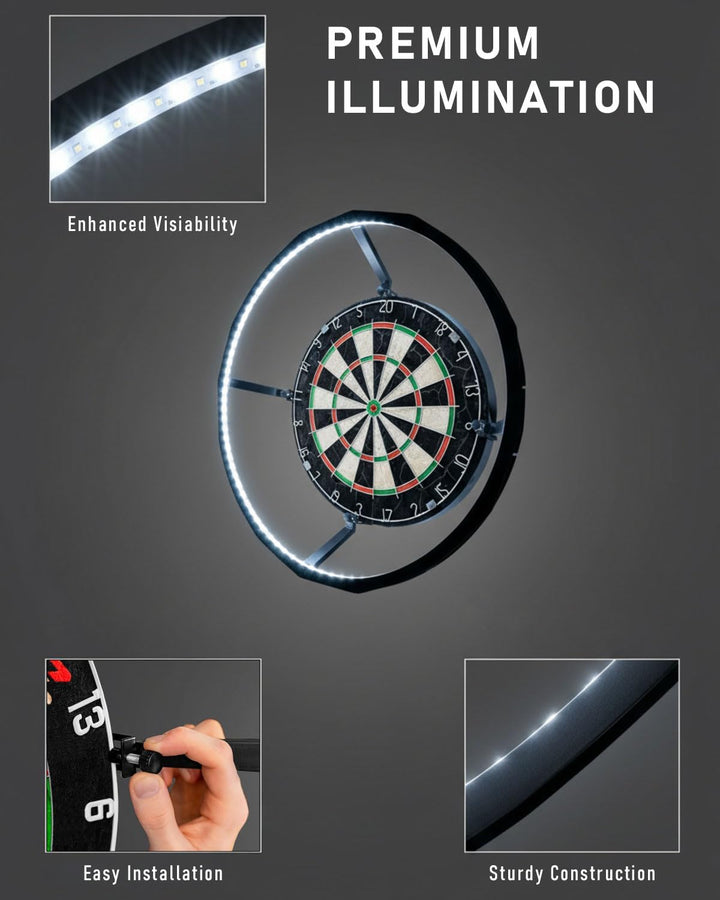 Dartscheibe Beleuchtung– Ultrahell 360° LED Lichtring für Sisal Dartboard – Schattenloser Runddesign