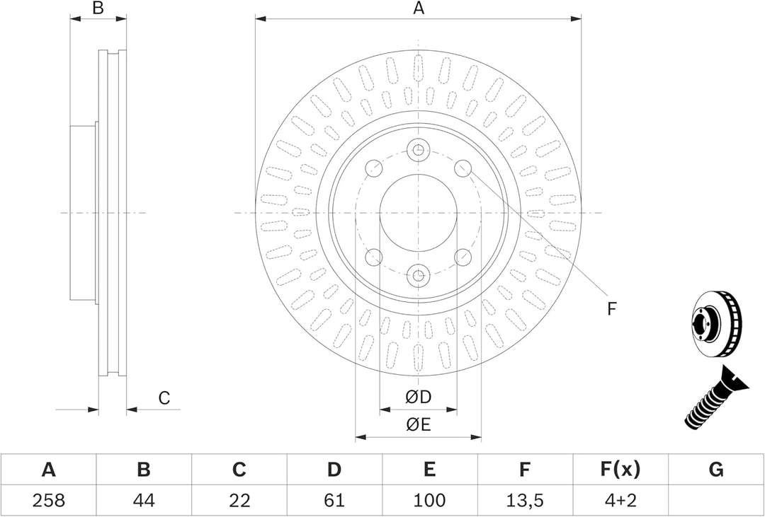 Bosch BD2146 Bremsscheiben - Vorderachse - ECE-R90 Zertifizierung - zwei Bremsscheiben pro Set