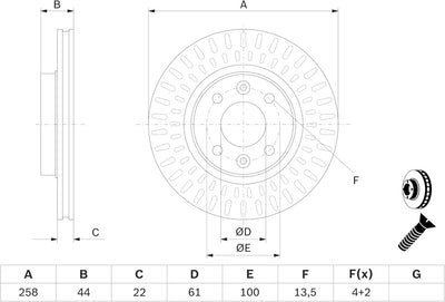 Bosch BD2146 Bremsscheiben - Vorderachse - ECE-R90 Zertifizierung - zwei Bremsscheiben pro Set