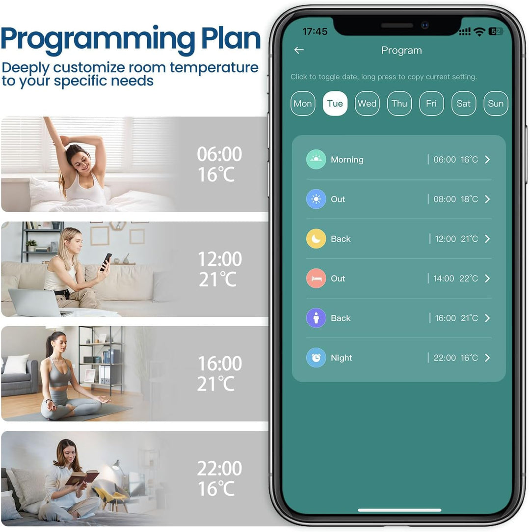 Smartes Heizkörperthermostat Digitaler Thermostat Heizung mit App-Steuerung kompatibel mit Alexa Goo