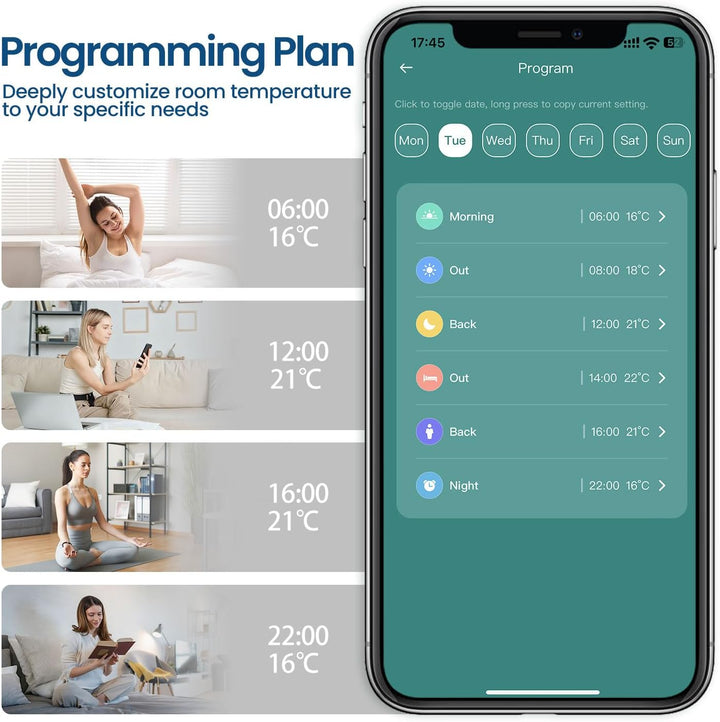 Smartes Heizkörperthermostat Digitaler Thermostat Heizung mit App-Steuerung kompatibel mit Alexa Goo