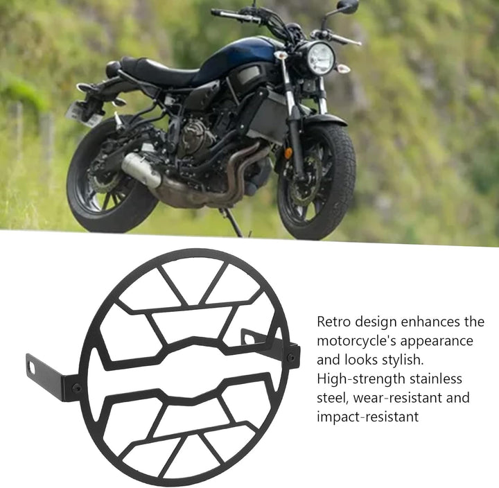 Qiilu Motorrad-Scheinwerferschutz Motorrad-Schutzgitterabdeckung mit Halterungsschraube Rostfreier S