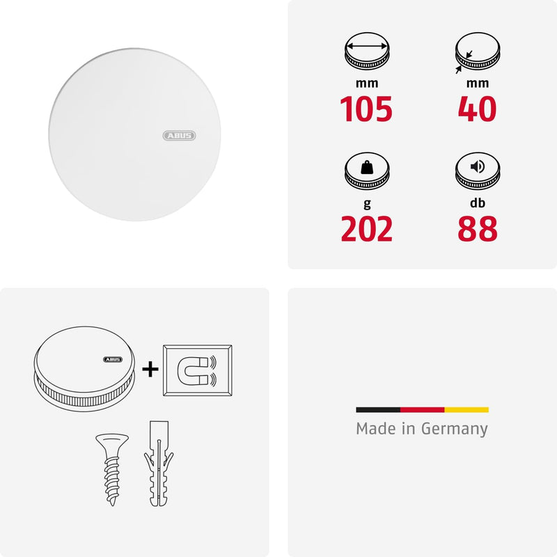 ABUS Funk-Rauchmelder RWM450 - Hitzemelder mit 12-Jahres-Batterie - 15 Melder vernetzbar - Q-Label &