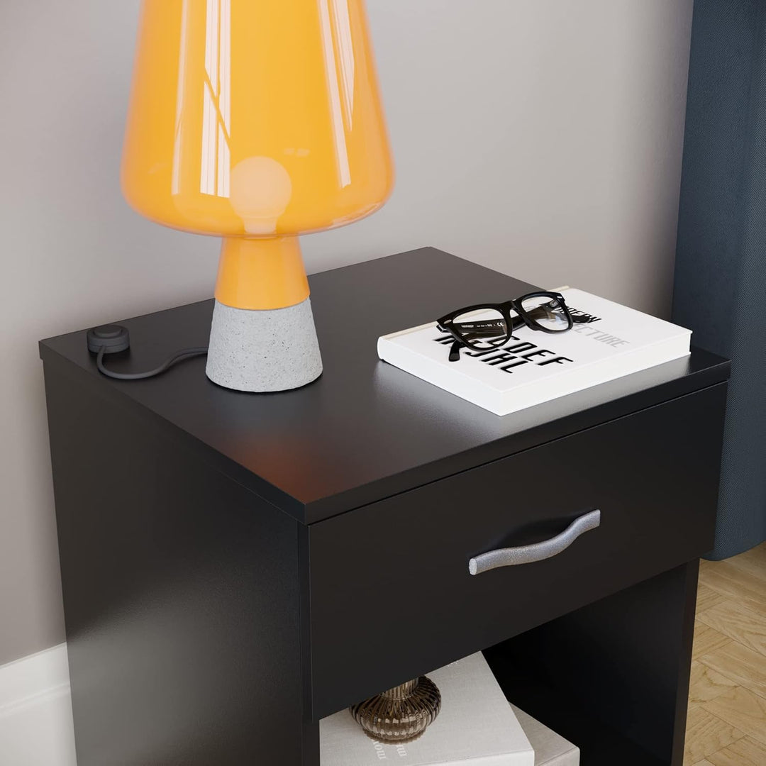 Vida Designs schwarz Nachttisch Schublade, Nachttisch, 1 Schublade, Nachttisch, Metall Griffe & Läuf