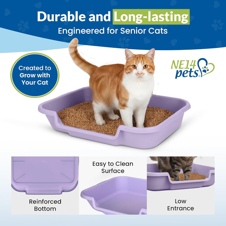 KittyGoHere Senior-Katzentoilette, niedriger Einstieg, komfortable Grösse, ideal für ältere und arth