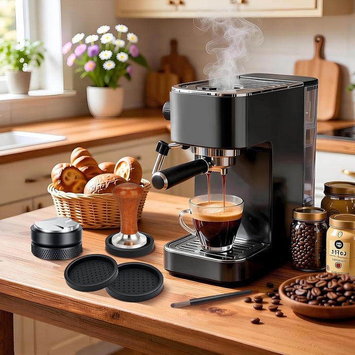 Tamper 51mm, Leveler 51mm, Espresso Barista Zubehör mit Silikonunterlagen und Reinigungsbürste, Sieb
