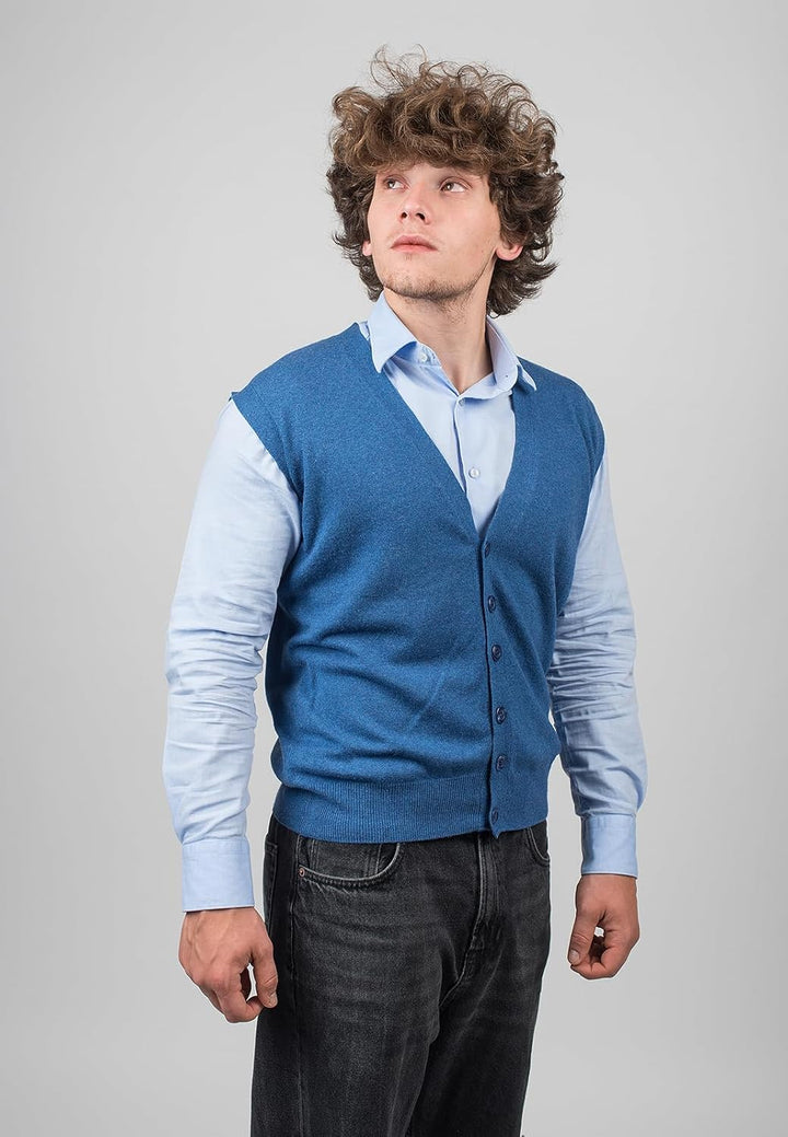 Dalle Piane Cashmere - Weste mit Knöpfen aus Kaschmirmischung, Made in Italy - Herren S Blu Royal, S