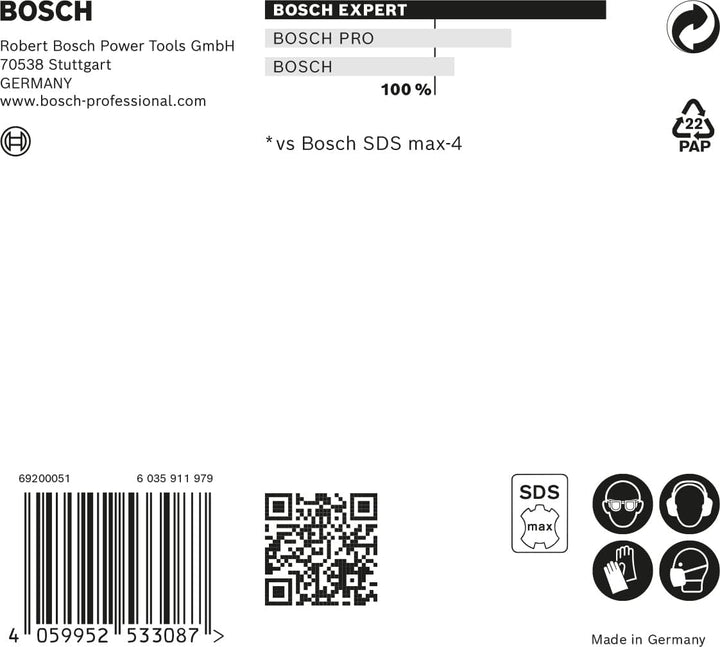 Bosch Professional 1x Expert SDS max-8X Hammerbohrer (für Stahlbeton, Ø 22,00x520 mm, Zubehör Bohrha