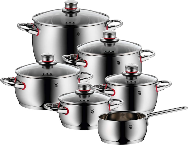 WMF Quality One Topfset Induktion 6-teilig, Kochtopf Set mit Glasdeckel, Cromargan Edelstahl poliert