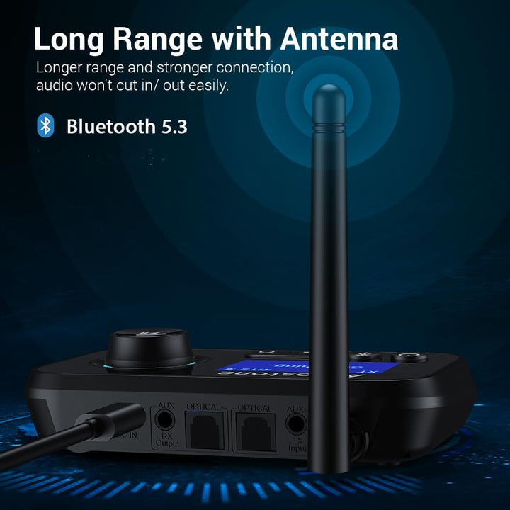 Bluetooth 5.3 Sender Empfänger für 2 Kopfhörer 3-in-1 Bluetooth Audio Adapter Low Latency Bluetooth