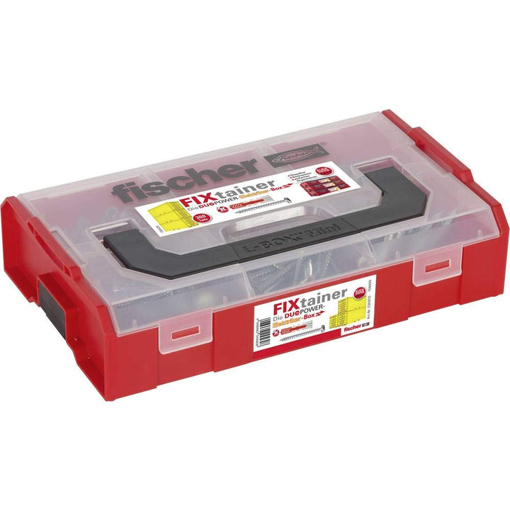 fischer FIXtainer DUOPOWER Elektriker-Box, Dübelbox mit 220 Dübeln &amp; passenden Schrauben (200 Stk. 6