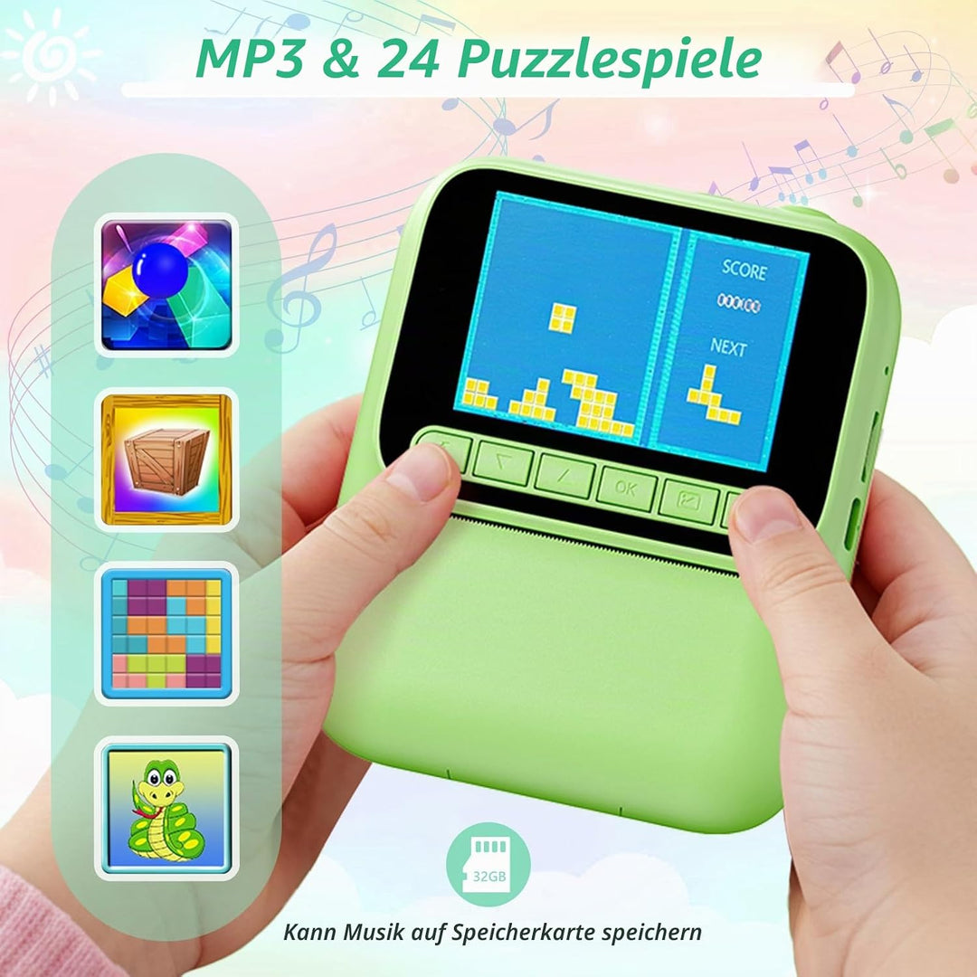 Sofortbildkamera für Kinder,1080P Kinderkamera mit 5 Rollen Druckpapier,32GB-Karte und Farbstiften,