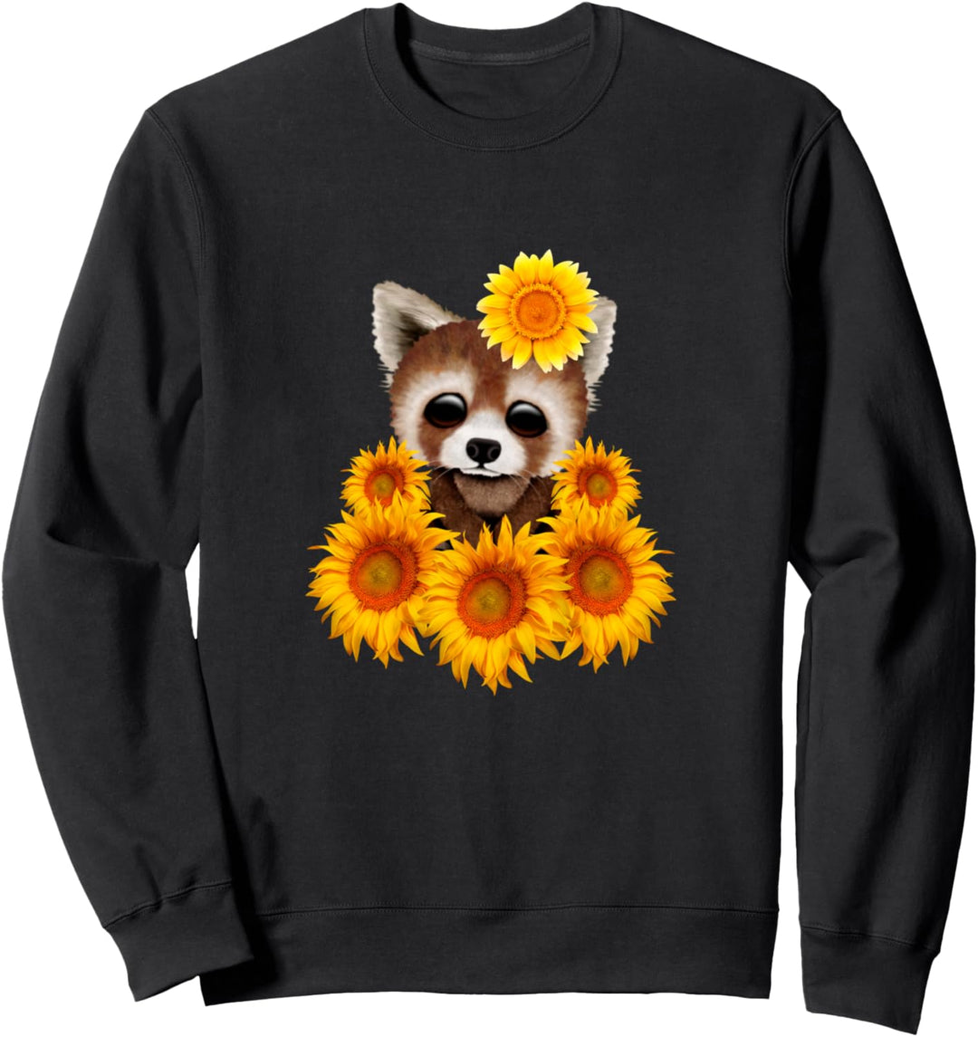 Rote Panda Sonnenblume Nette Panda Liebe Sonnenblume Sweatshirt