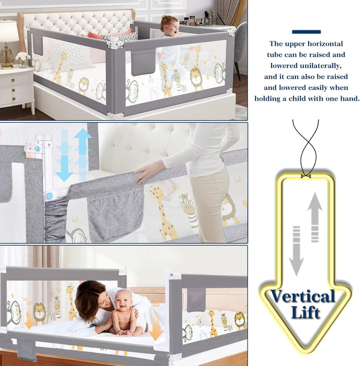 HILEYOLLA Rausfallschutz Bett 200cm, Rausfallschutz Kinderbett Vertikal Angehoben Und Abgesenkt Werd