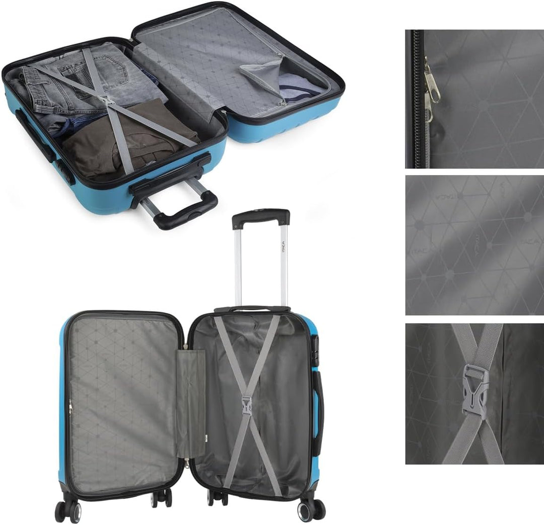 ITACA - Trolley Handgepäck Cabin Trolley Koffer Reisekoffer Hartschalenkoffer mit Zahlenschloss - Ka