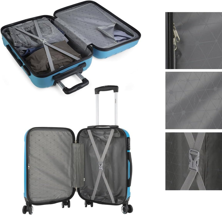 ITACA - Trolley Handgepäck Cabin Trolley Koffer Reisekoffer Hartschalenkoffer mit Zahlenschloss - Ka