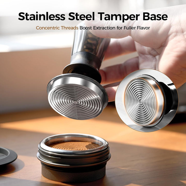 IKAPE 51-mm-Kaffeetamper für Espresso, federkalibrierter Tamper mit halbtransparentem Design, Tamper