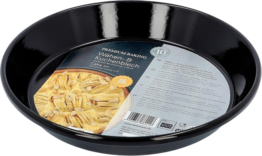 Birkmann, Premium Baking, Wähen- & Kuchenblech, Ø 24 cm, runde Backform aus Emaille, hochwertige Ant
