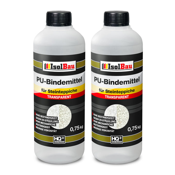 Isolbau - 1 K PU-Bindemittel für Steinteppich - 2 x 0,75 kg - Transparent - Hervorragende Haftung &
