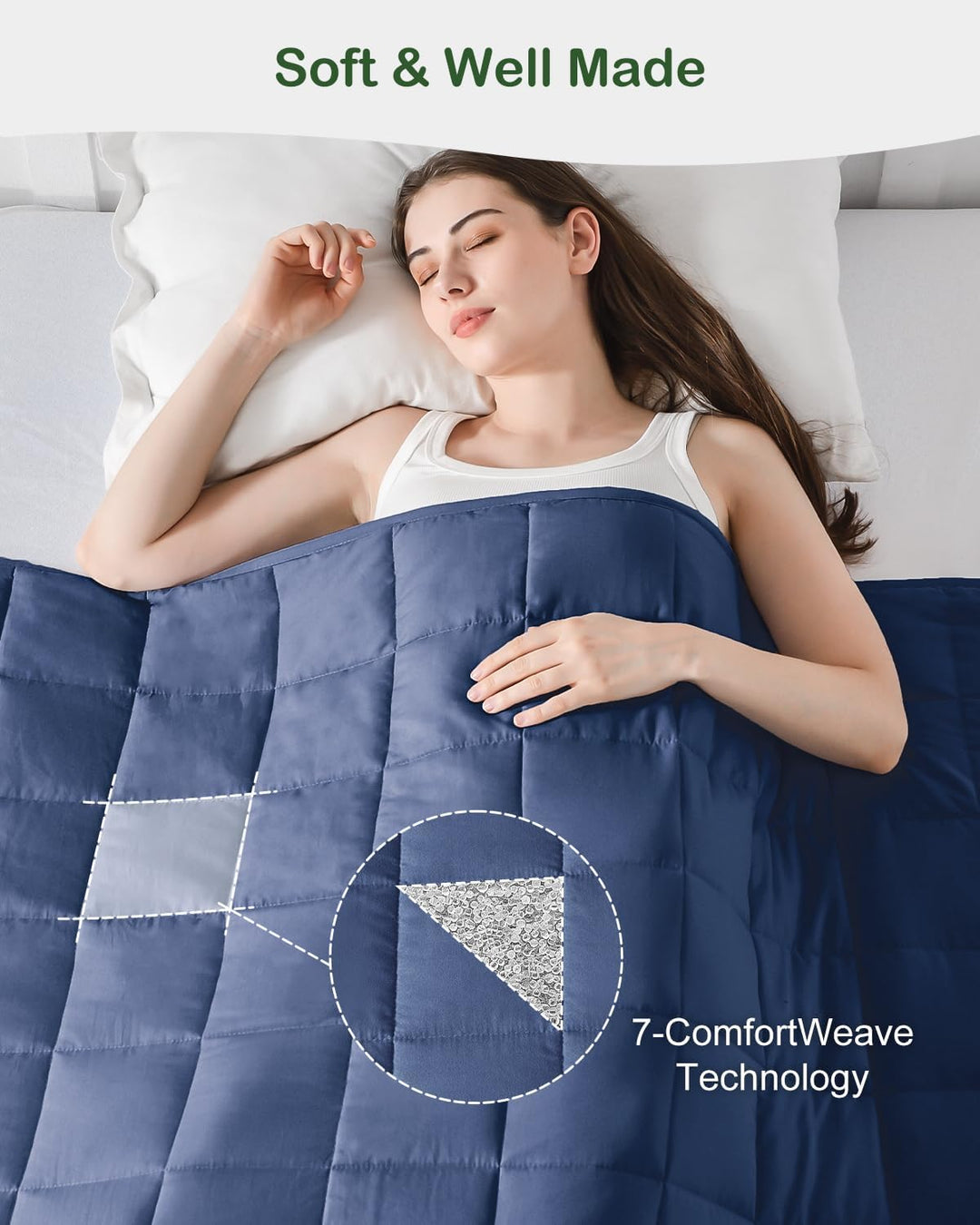 Sivio Gewichtsdecke für Erwachsene 7kg, Atmungsaktive Beschwerungsdecke, weiches Material mit Glaspe