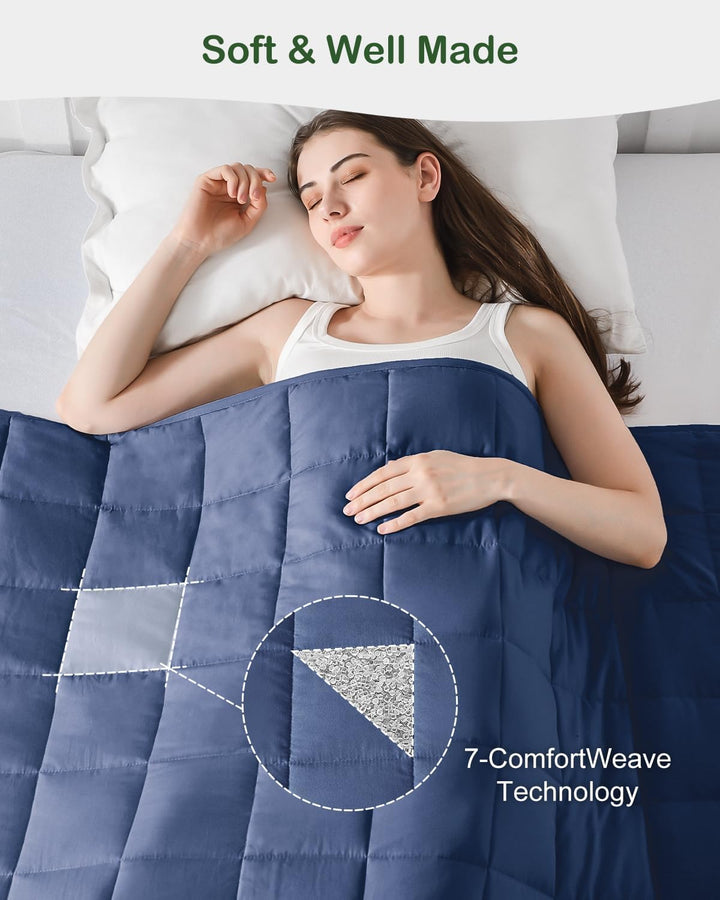Sivio Gewichtsdecke für Erwachsene 7kg, Atmungsaktive Beschwerungsdecke, weiches Material mit Glaspe