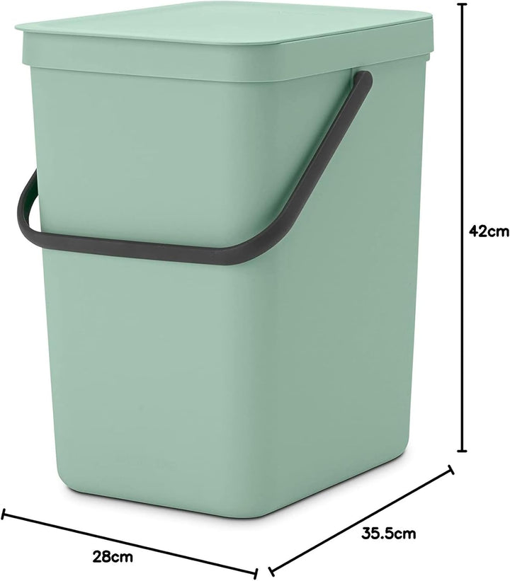 Brabantia - Sort & Go Abfallbehälter 25L - Grosser Recyclingbehälter für die Küche - Tragegriff - Pf