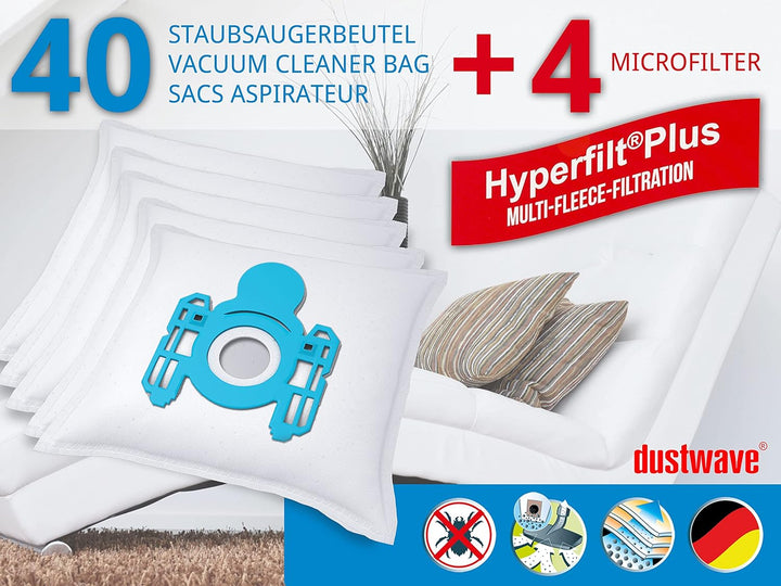 Dustwave® 40 Staubsaugerbeutel für AEG Ergo Essence AE 2000 Trio, AE 4200, AE 4550, AE 4560, AE 4570