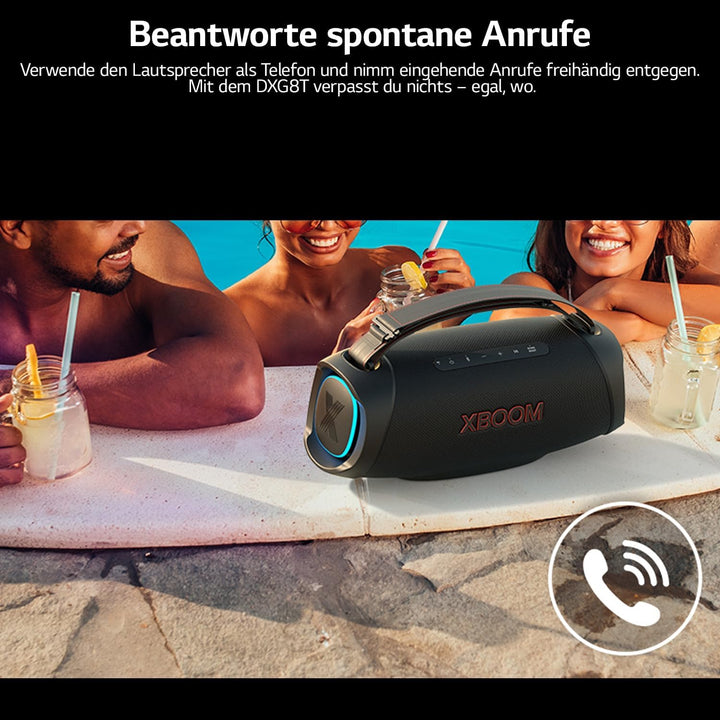 LG XBOOM Go DXG8T, tragbarer Bluetooth-Lautsprecher (120W, Google Assistant, Siri, Beleuchtung), Sch