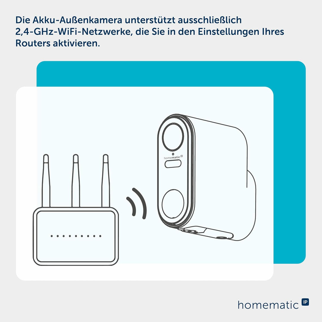 Homematic IP Akku-Aussenkamera, Smart Home, kabellose Überwachungskamera für den Aussenbereich mit A