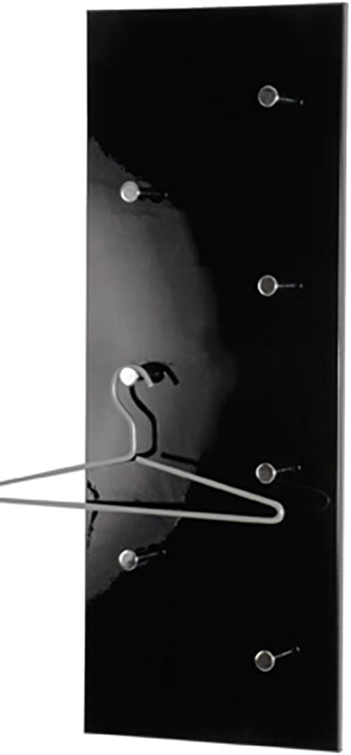 HAKU Möbel Wandgarderobe, Eiche, Schwarz-chrom Nickel, 80 x 5,5 x 30 cm, Schwarz-chrom