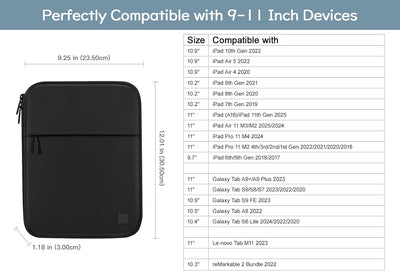 Dadanism 9-11 Zoll Tablet Tasche Hülle mit Polsterung für iPad Pro 11" M4,iPad Air 11", iPad 10. Gen