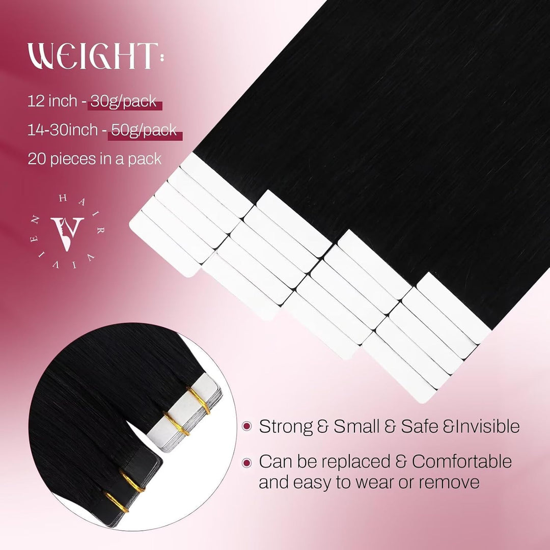 Vivien Remy Extensions Echthaar Tape in Schwarz Tape Extensions Echthaar Naturalich Extensions Tape