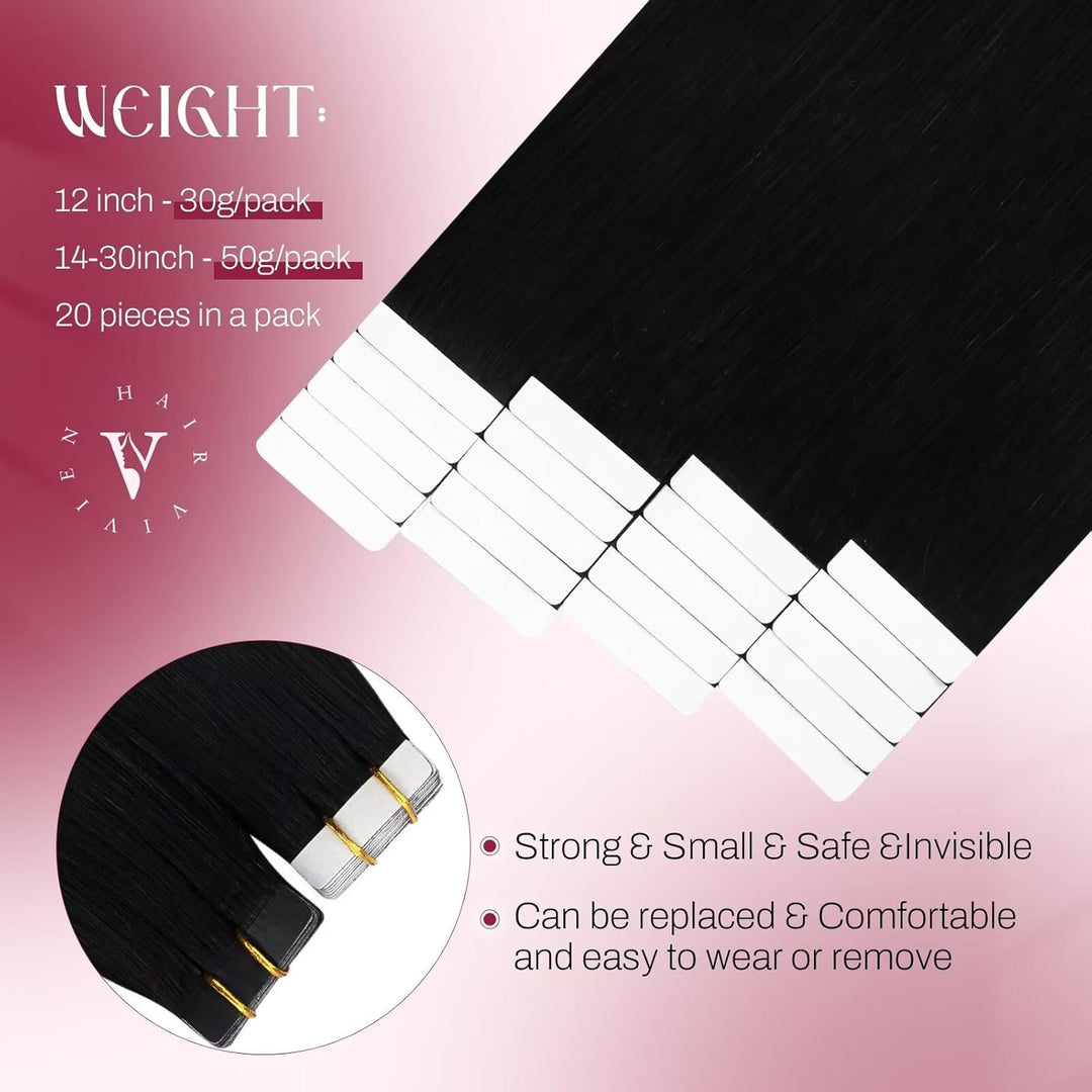 Vivien Remy Extensions Echthaar Tape in Schwarz Tape Extensions Echthaar Naturalich Extensions Tape