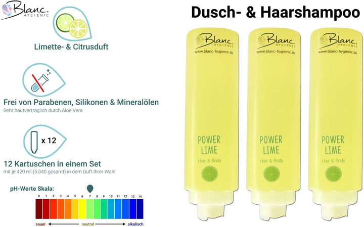 SET: Dusch- und Haarshampoo STARTER- Kit 3x420ml verschied. Düfte mit weisser Wandhalterung HOTELSER
