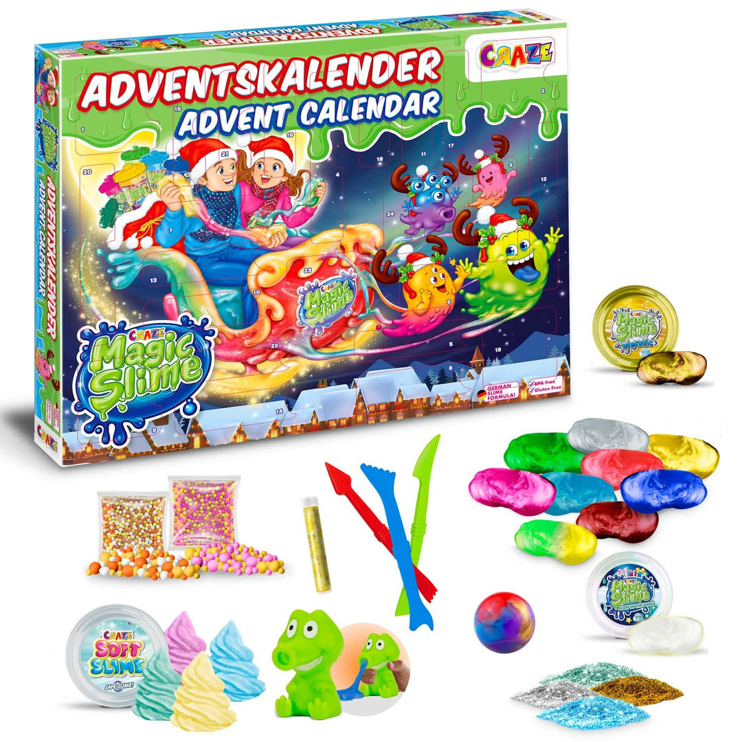 MAGIC SLIME ADVENTSKALENDER Kinder - Weihnachtskalender mit Schleim für Mädchen &amp; Jungen, Spielzeugk