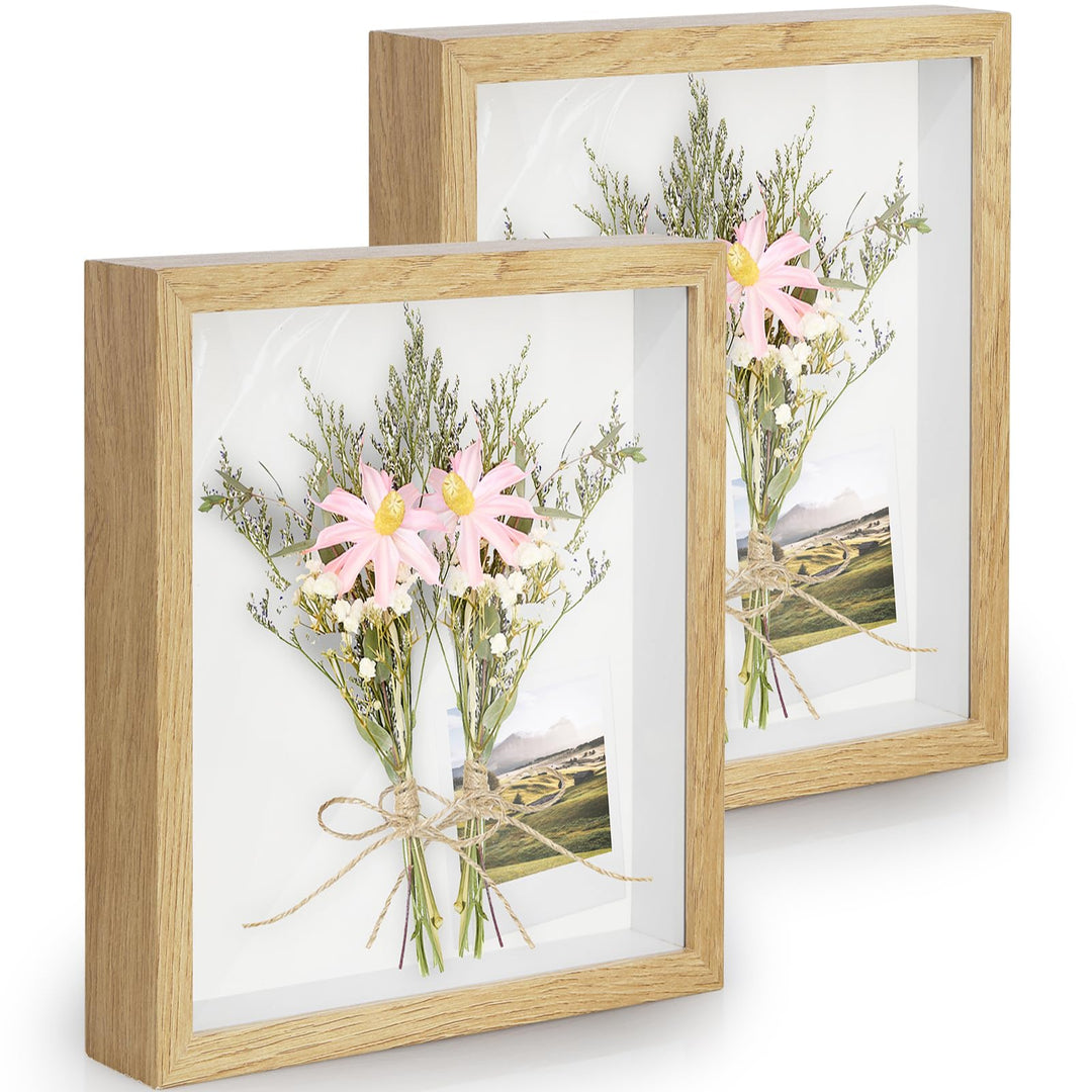 2er 3D Bilderrahmen zum Befüllen, 3D Bilderrahmen Tiefer Objektrahmen 20 x 25 cm mit Transparente Ec