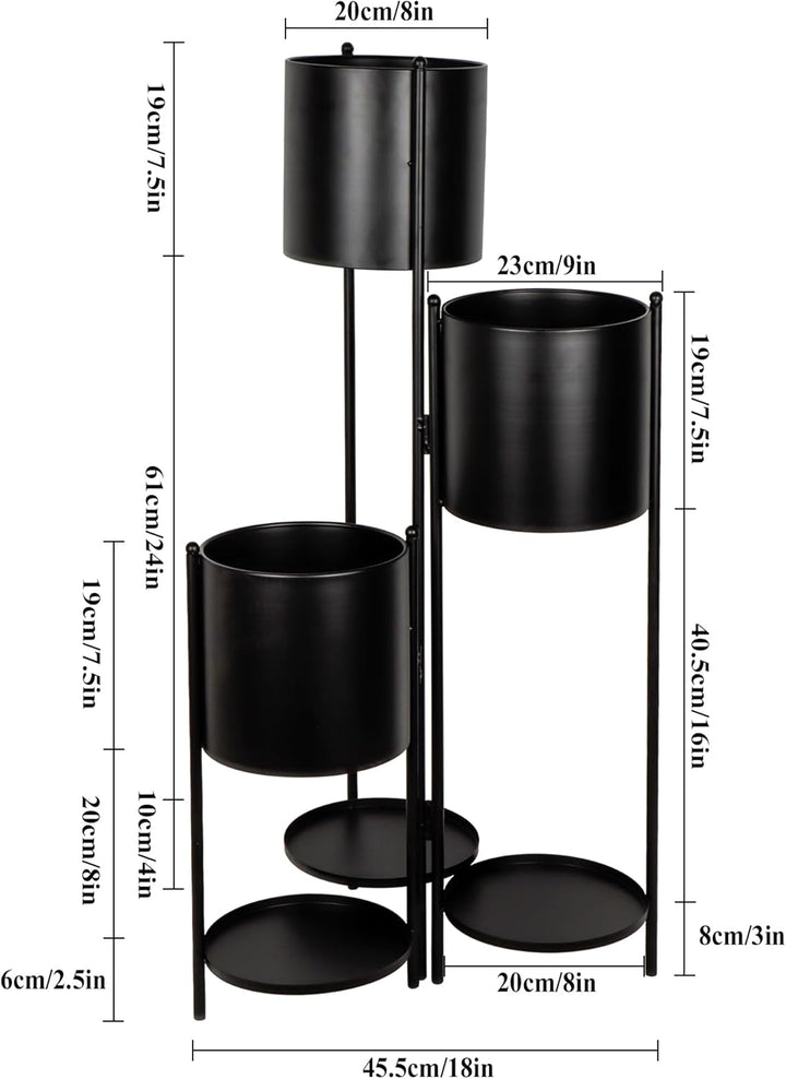 TRIROCKS Metall-Pflanzenständer 6 Etagen 6 getopft Indoor Blumentopf Stand Halter Regal Outdoor falt