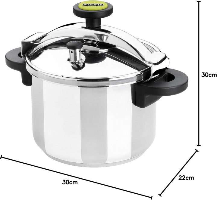 MONIX Classica | Traditioneller Schnellkochtopf, 6 Liter, Edelstahl, 22 cm, Grau, 6 Liter