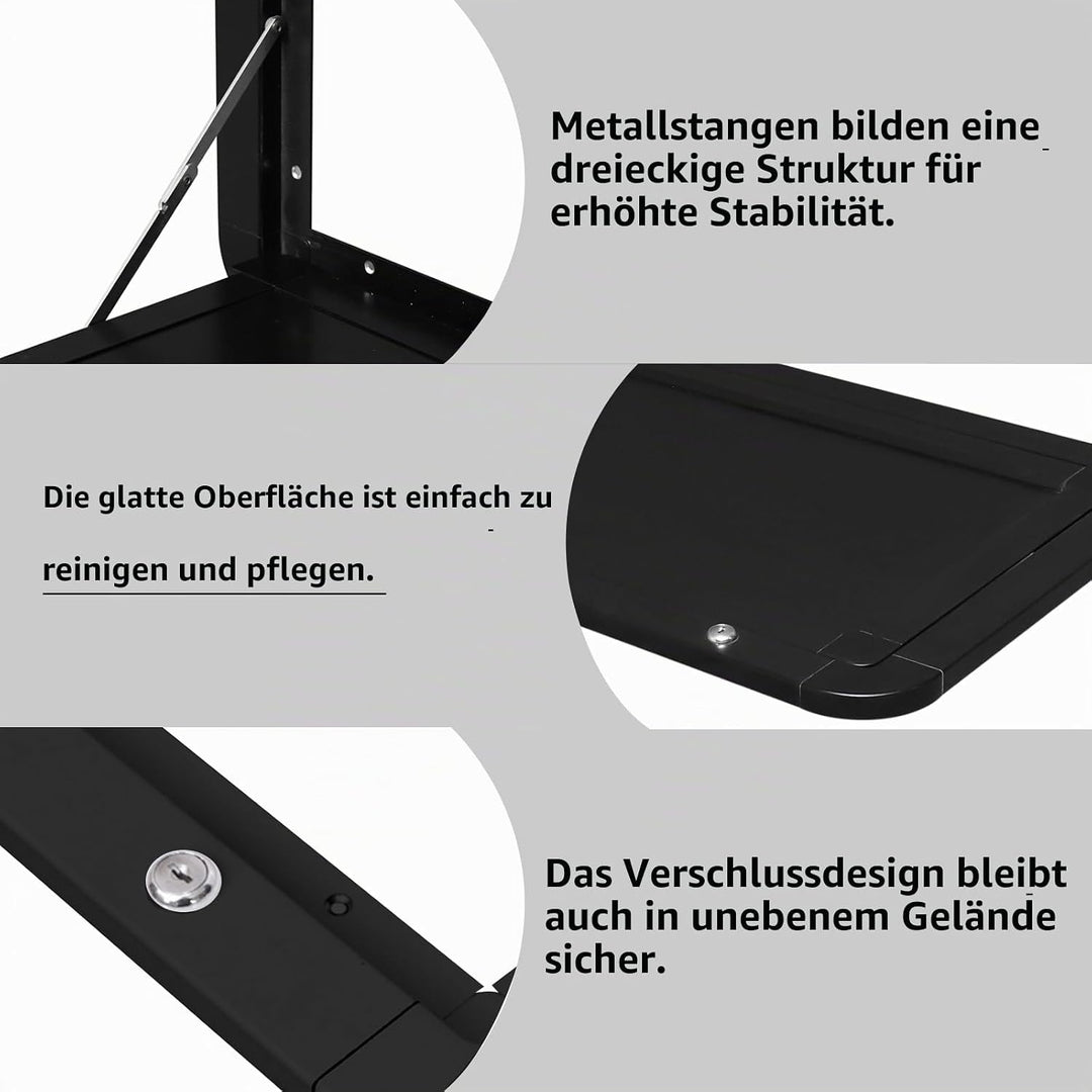Klappbarer Picknicktisch für Wohnwagen, Wandmontage mit abschliessbarem Aluminium-Kit, ideal für den