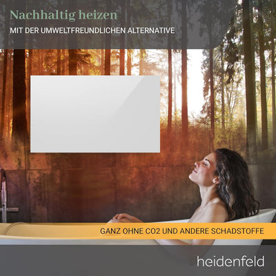 Heidenfeld Infrarotheizung HF-HP130 | 𝟭𝟬 𝐉𝐀𝐇𝐑𝐄 𝐆𝐀𝐑𝐀𝐍𝐓𝐈𝐄 - 1000 Watt - Bis 25.0 m² - Infrarot Heizkör