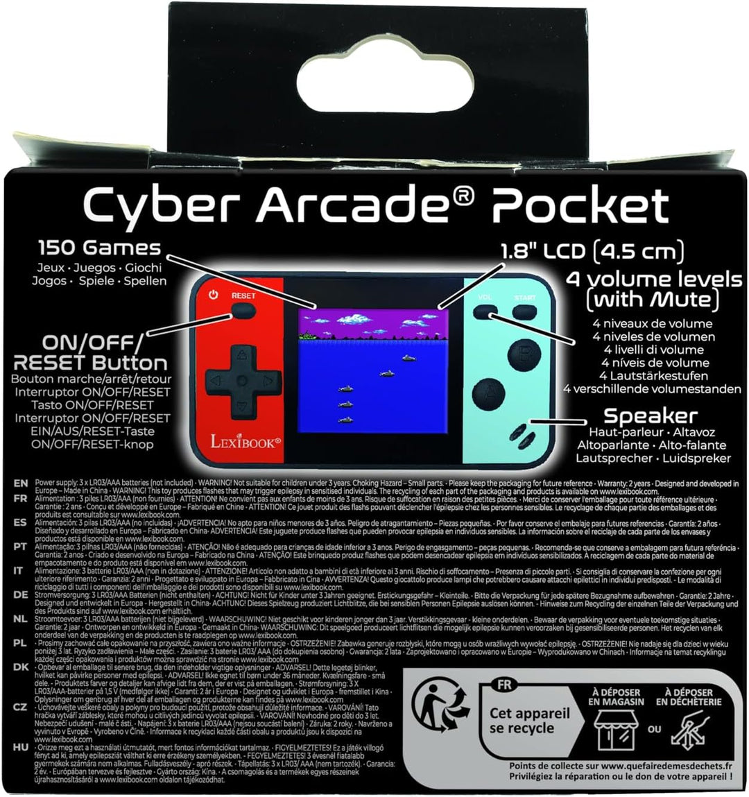Lexibook tragbare Spielekonsole Cyber Arcade Pocket 150-Spiele, 1,8" / 4.5 cm Farb-LCD-Bildschirm, V
