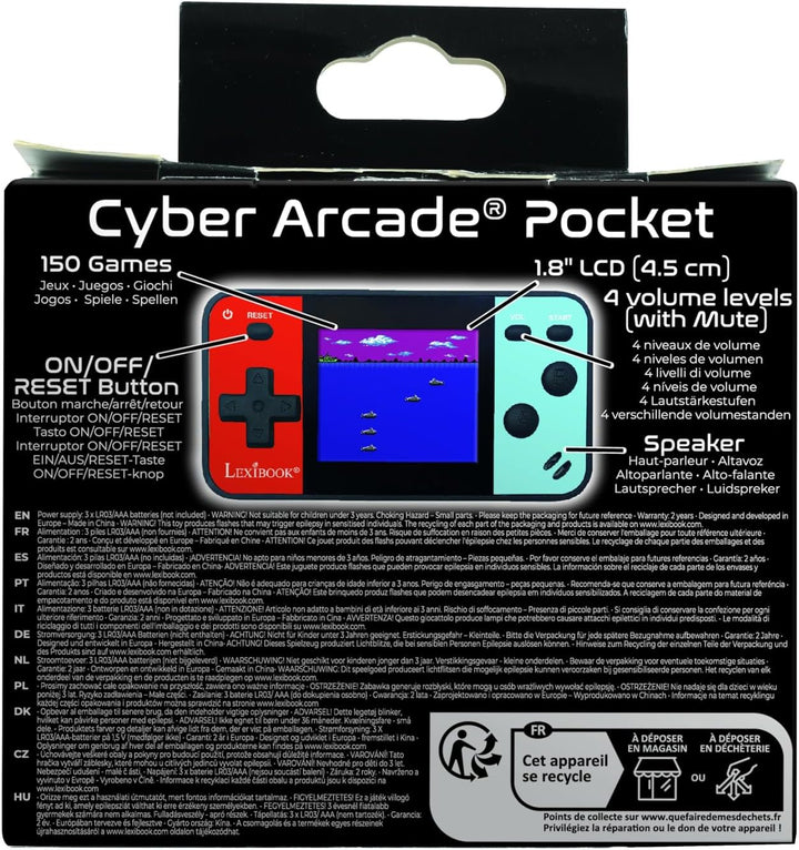 Lexibook tragbare Spielekonsole Cyber Arcade Pocket 150-Spiele, 1,8" / 4.5 cm Farb-LCD-Bildschirm, V