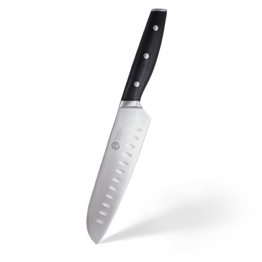 MasterChef Santoku Messer, Kochmesser Profi Messer aus Kohlenstoffreichem Edelstahl, Dreifach Vernie