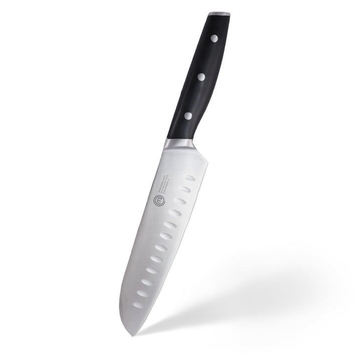 MasterChef Santoku Messer, Kochmesser Profi Messer aus Kohlenstoffreichem Edelstahl, Dreifach Vernie