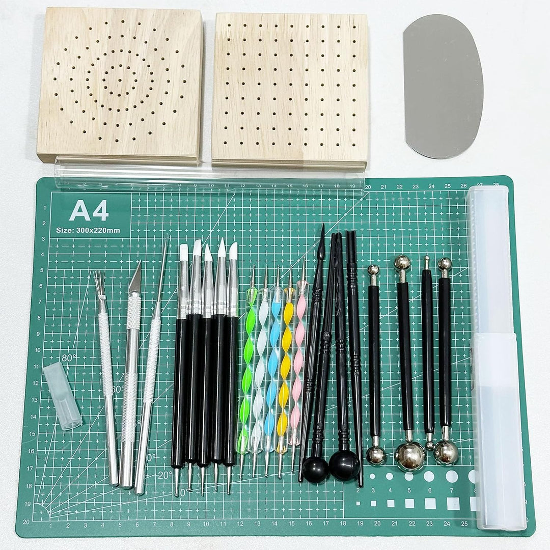 Polymer Clay Tools Set, Acryl Tonrollen, Acrylplatte, Schneidematte, Runde Polymer Clay Ausstecher m
