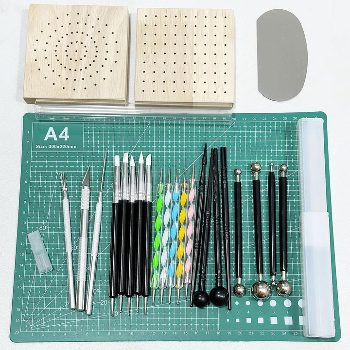 Polymer Clay Tools Set, Acryl Tonrollen, Acrylplatte, Schneidematte, Runde Polymer Clay Ausstecher m