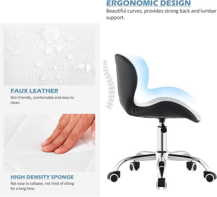 TUKAILAI Bürostuhl Ergonomisch aus Kunstleder, Verstellbar Drehstuhl mit Höhenverstellbar 360° Drehb